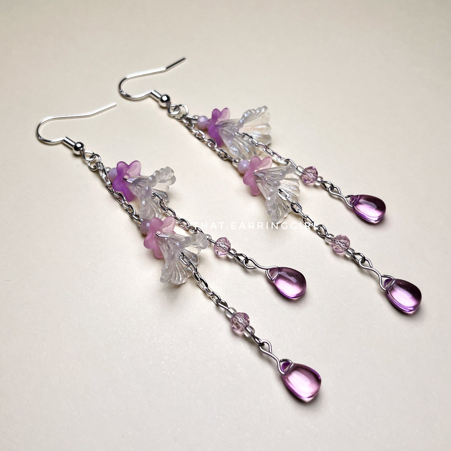 Lavender Dewdrops - Handmade Earrings