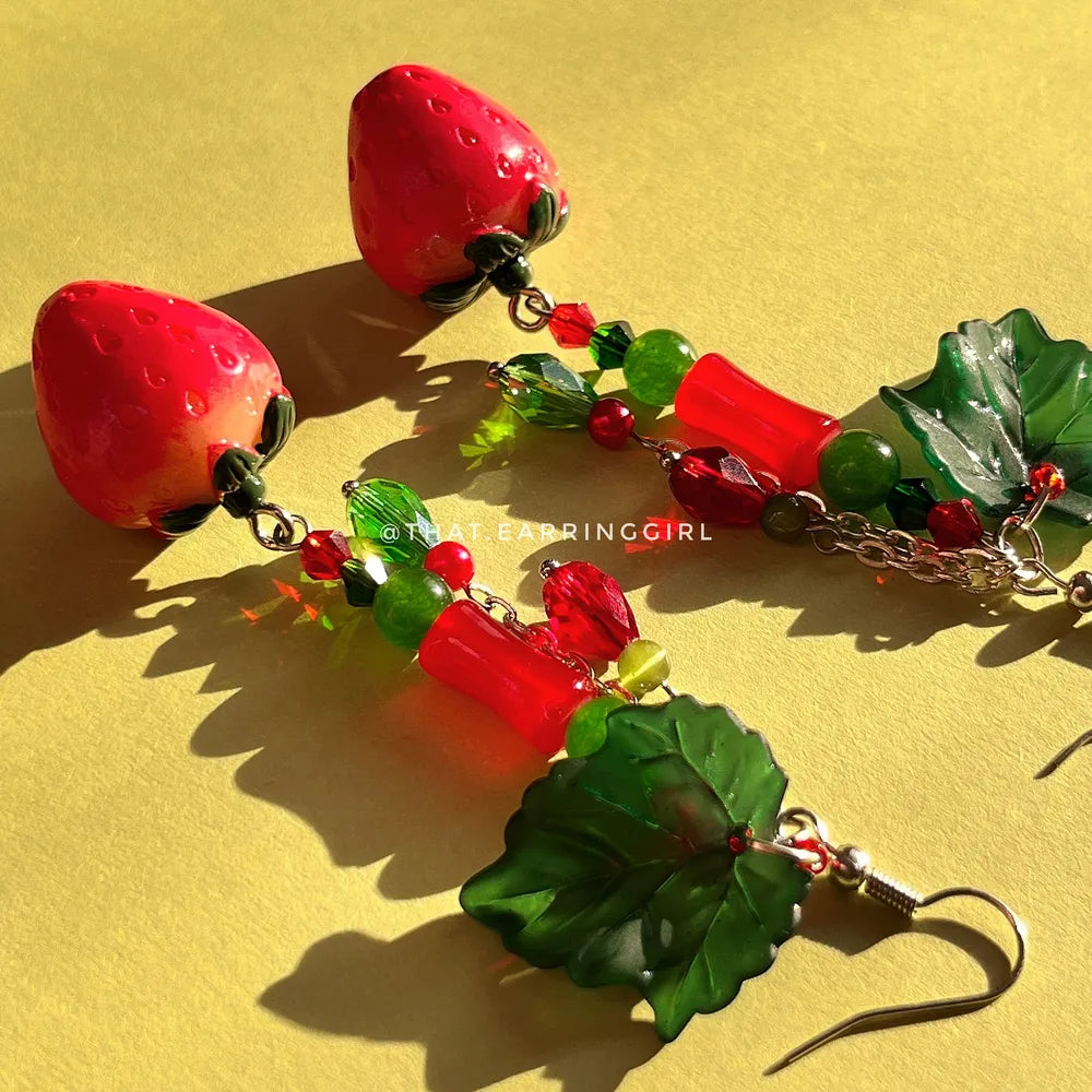 Strawberry Vine - Handmade Earrings