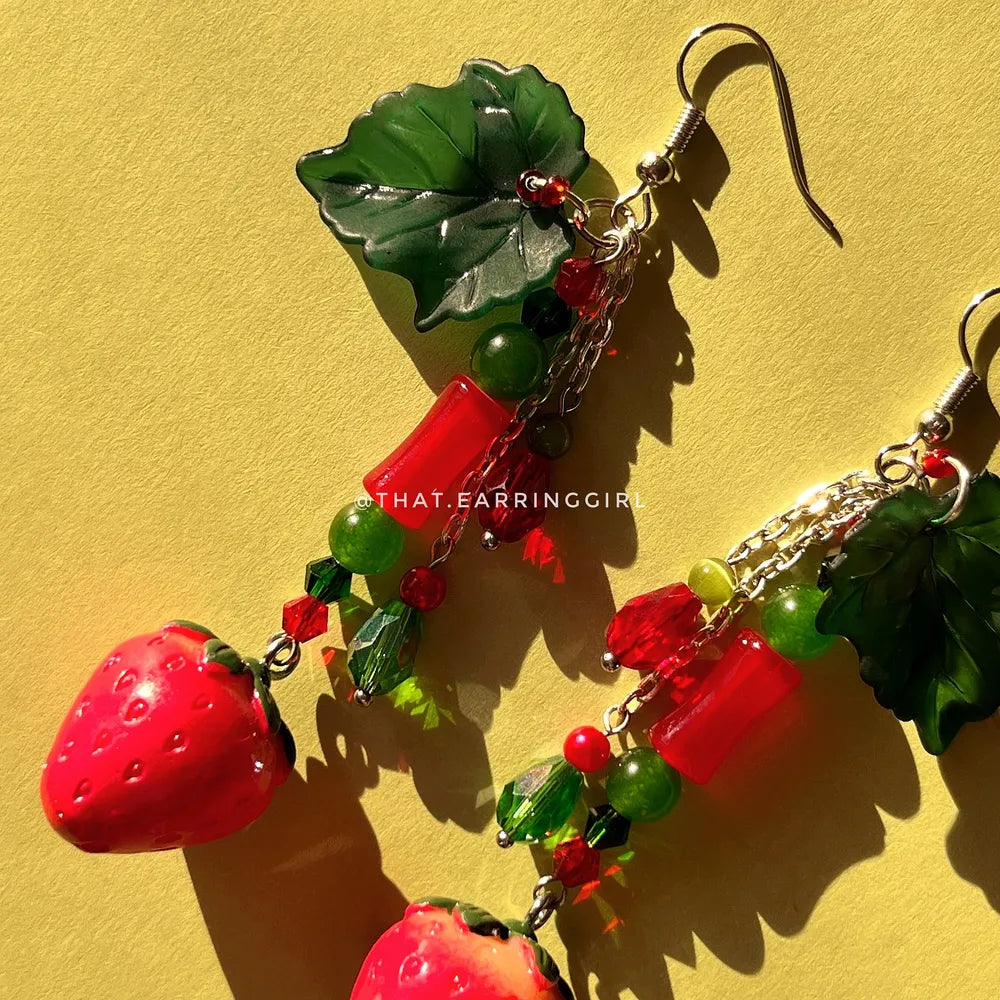 Strawberry Vine - Handmade Earrings