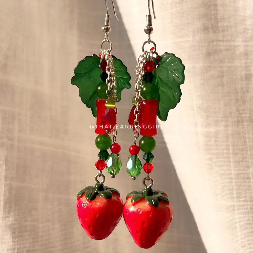Strawberry Vine - Handmade Earrings