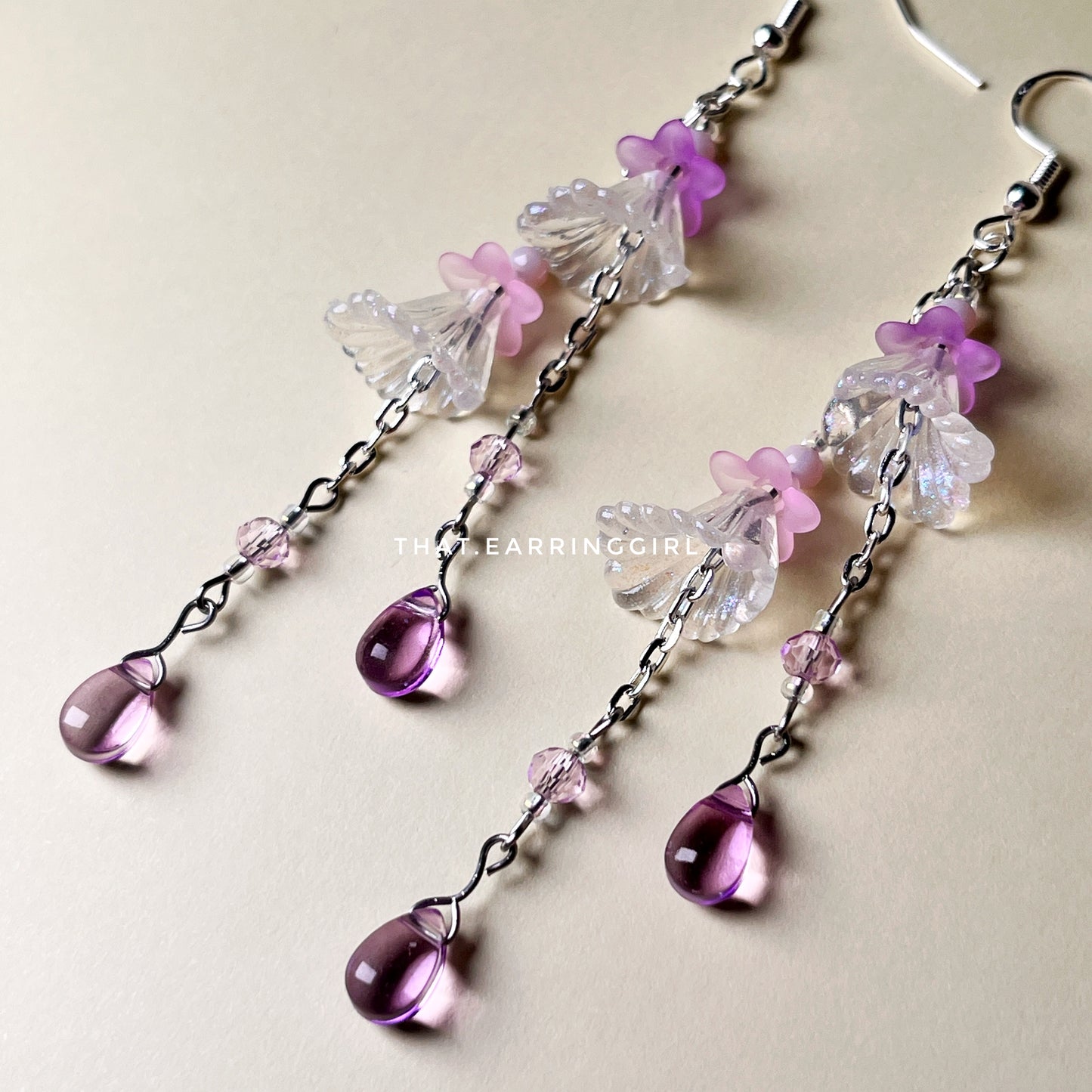 Lavender Dewdrops - Handmade Earrings