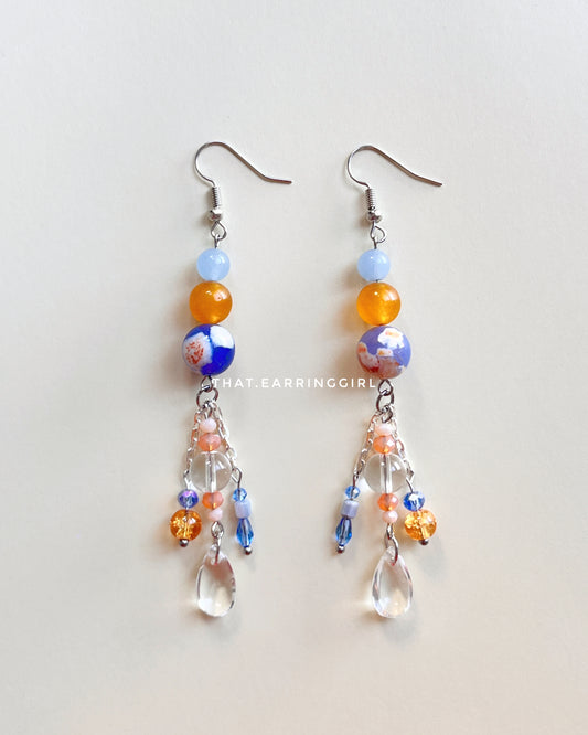 Where Sky Meets Amber - Handmade Earrings