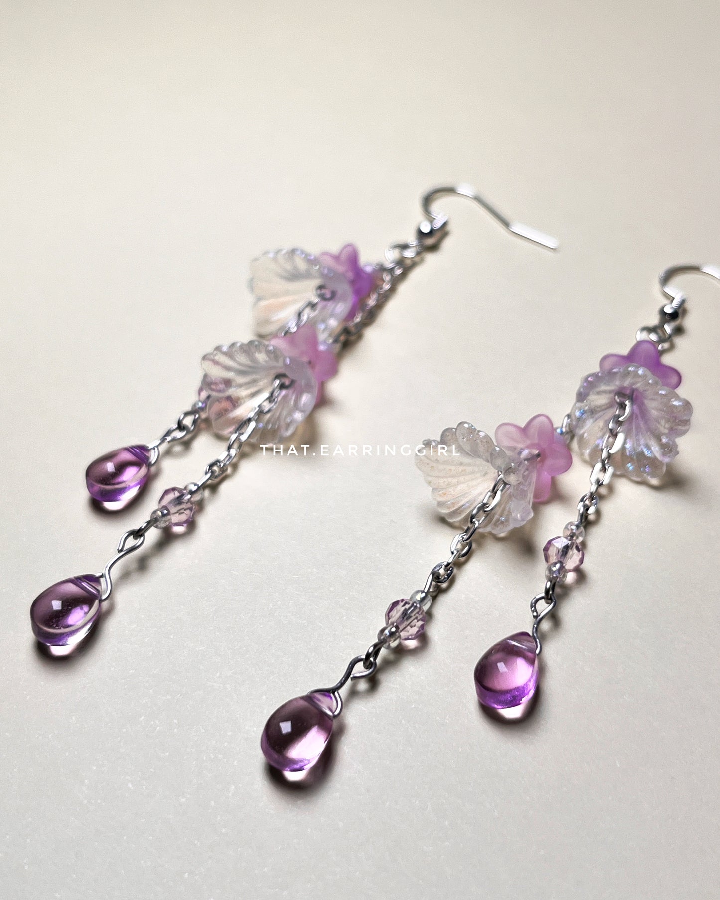 Lavender Dewdrops - Handmade Earrings