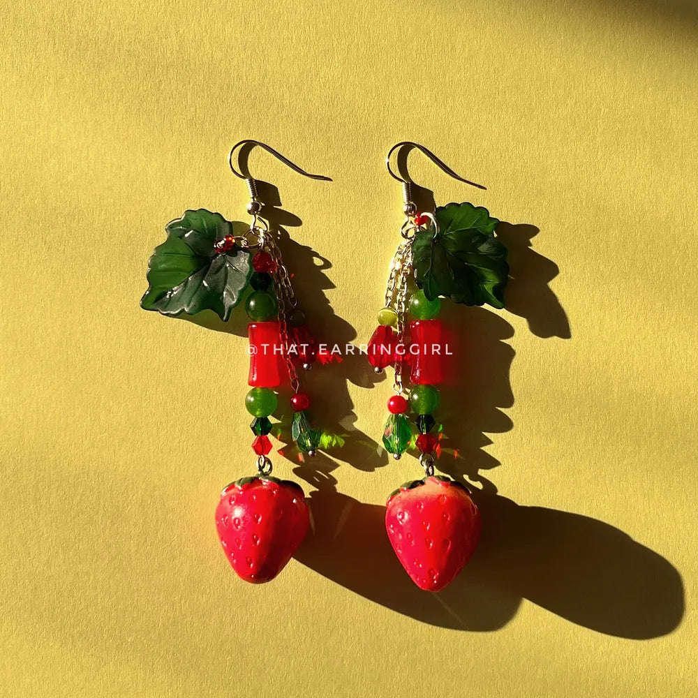 Strawberry Vine - Handmade Earrings