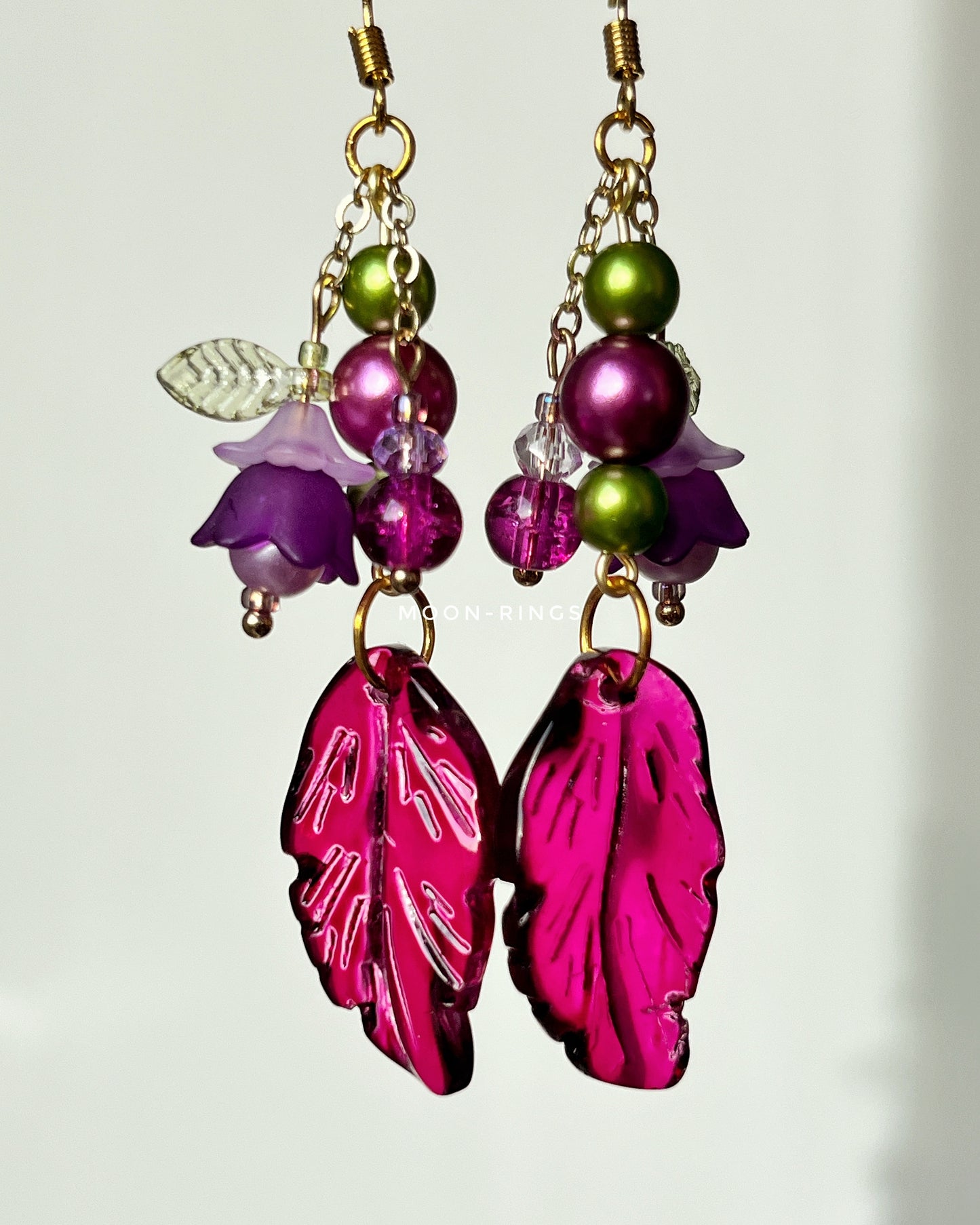 Midnight Magenta Forest - Handmade Earrings