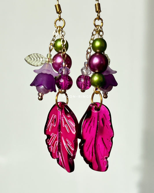 Midnight Magenta Forest - Handmade Earrings