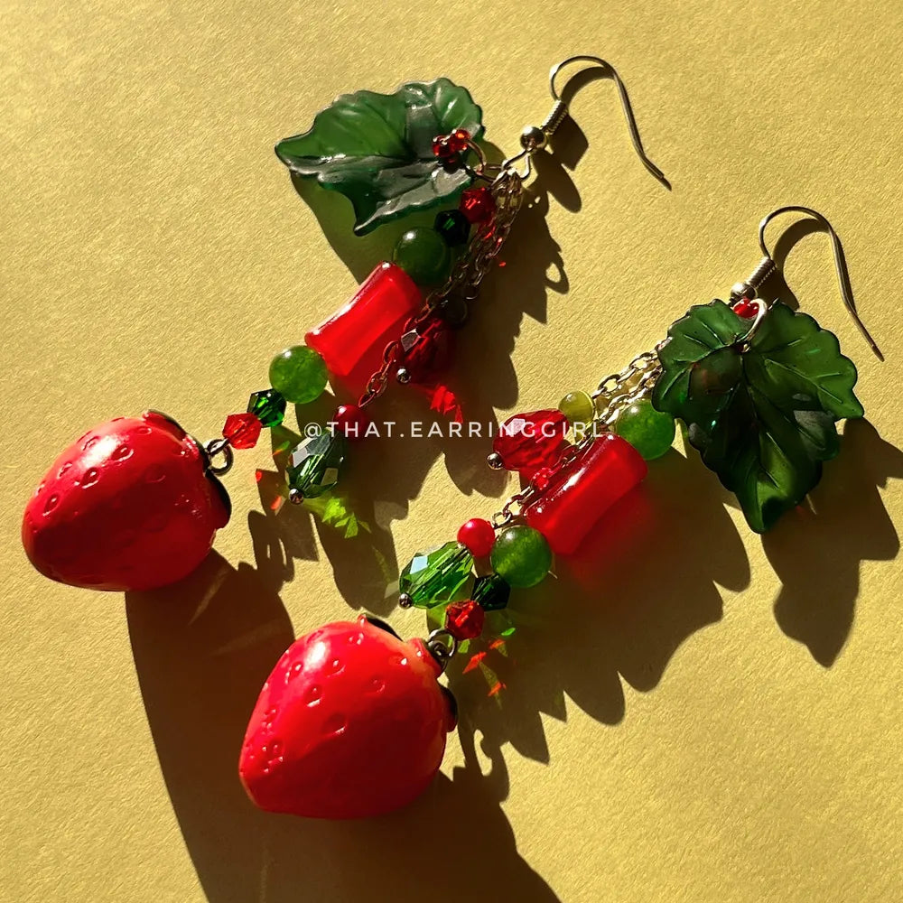 Strawberry Vine - Handmade Earrings