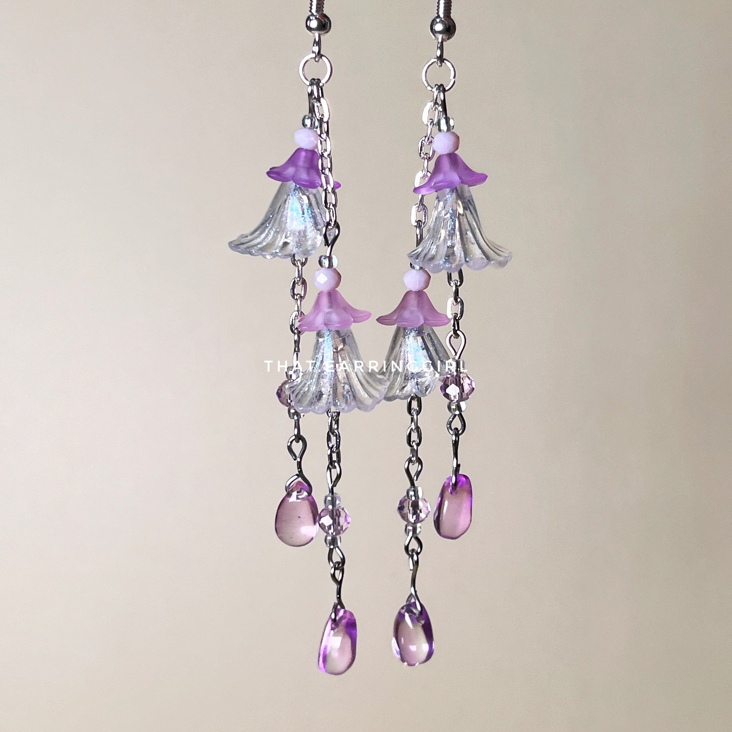 Lavender Dewdrops - Handmade Earrings