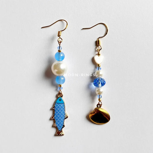 Fish and Shell - Handmade Earrings