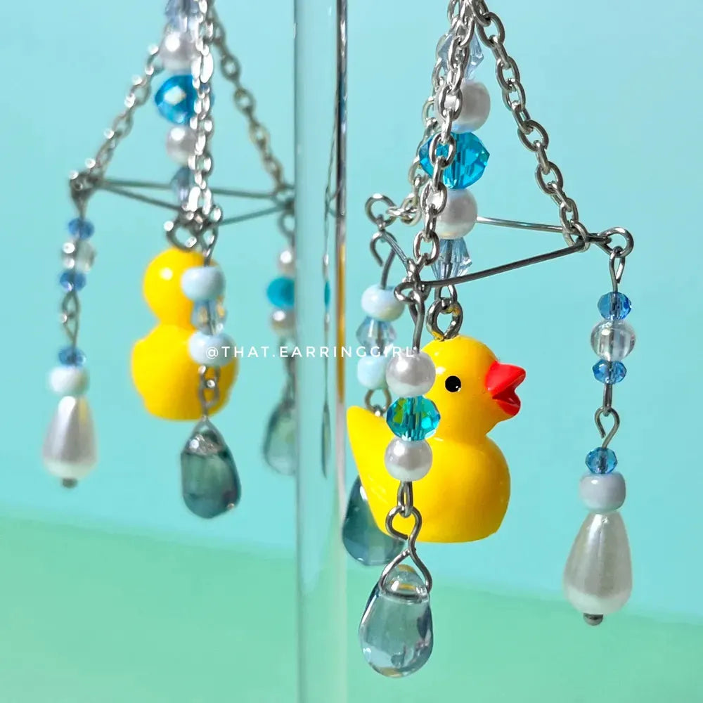 Ducky's Raindrop Dance - Handmade Earrings