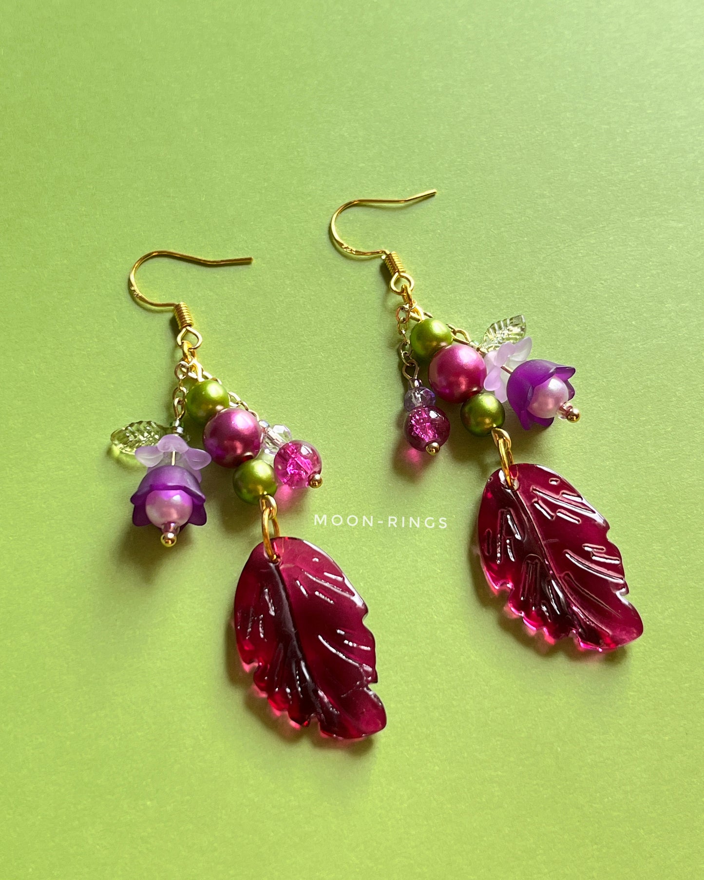 Midnight Magenta Forest - Handmade Earrings