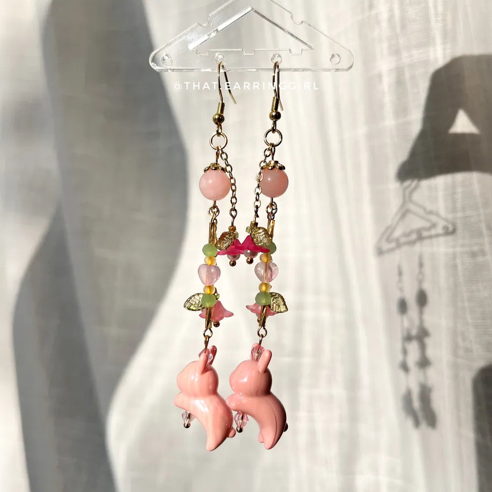 Whimsical Bunny Garden - Handmade Earrings