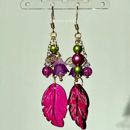 Midnight Magenta Forest - Handmade Earrings