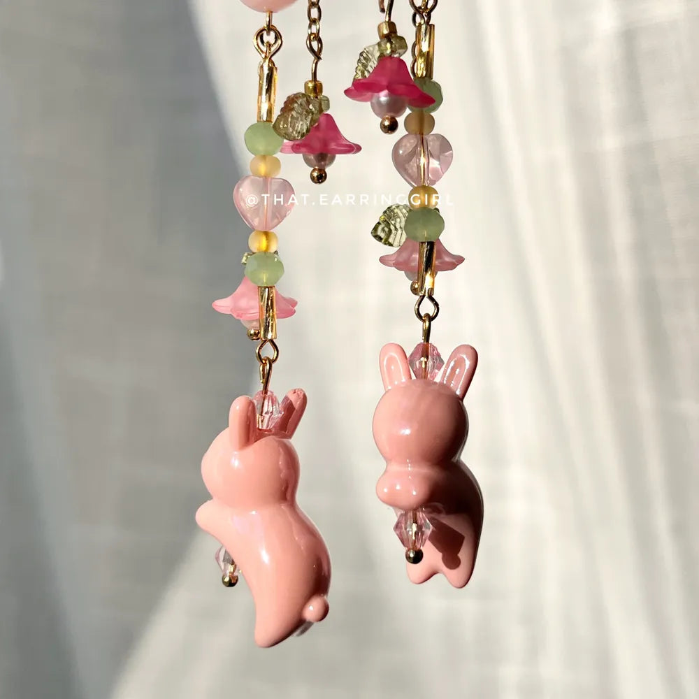 Whimsical Bunny Garden - Handmade Earrings