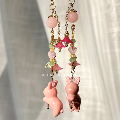 Whimsical Bunny Garden - Handmade Earrings