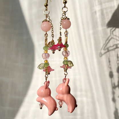 Whimsical Bunny Garden - Handmade Earrings