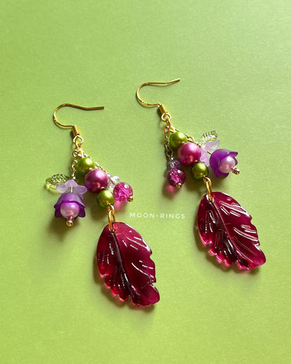 Midnight Magenta Forest - Handmade Earrings