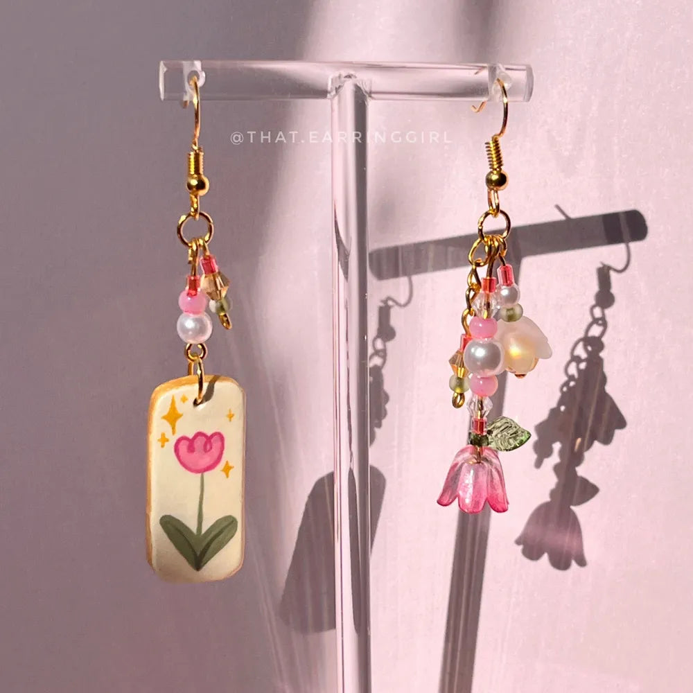 Sparkling Tulip - Handmade Earrings