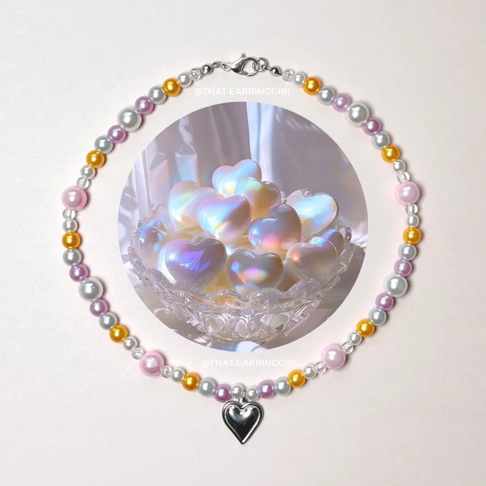 Pearly Heart - Handmade Necklace